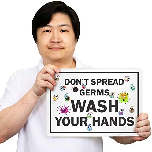 SmartSign אל תפיץ חיידקים, שטוף את הידיים שלט | 10 x 14 פלסטיק